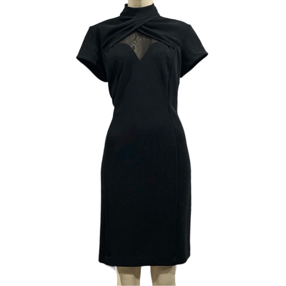 Totally 80’s black dress sheer keyhole on front and sheer back - Picture 2 of 8